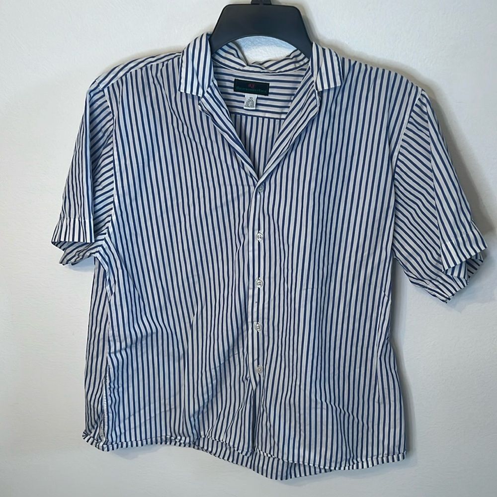 Abercrombie & Fitch Blue and White Striped Button Down Shirt